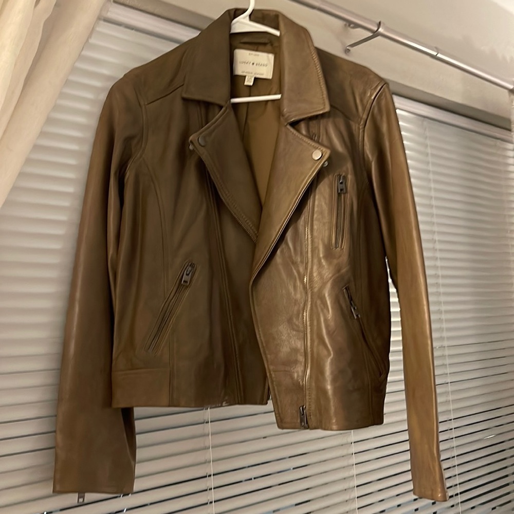 Iucky brand brown leather jacket